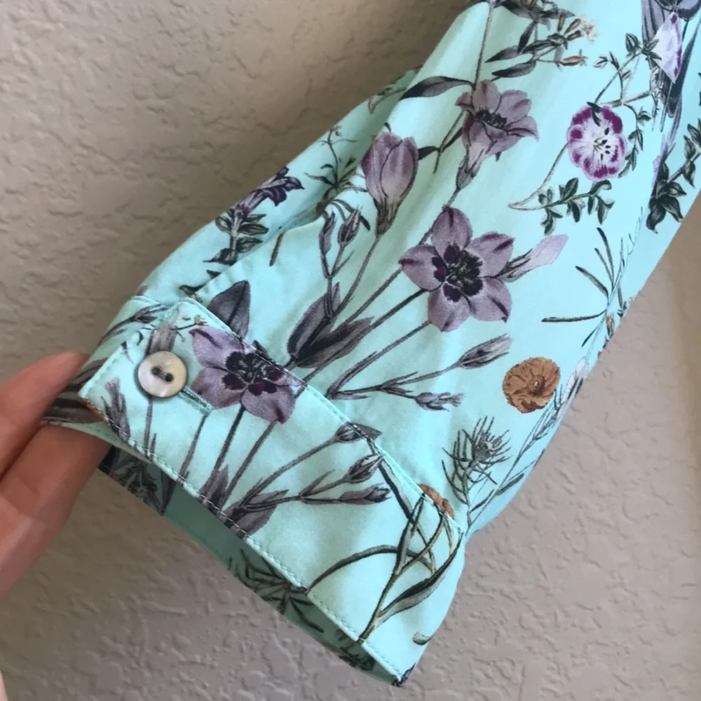 J Jill Floral Bird Print Women's Top - Picture 6 of 16